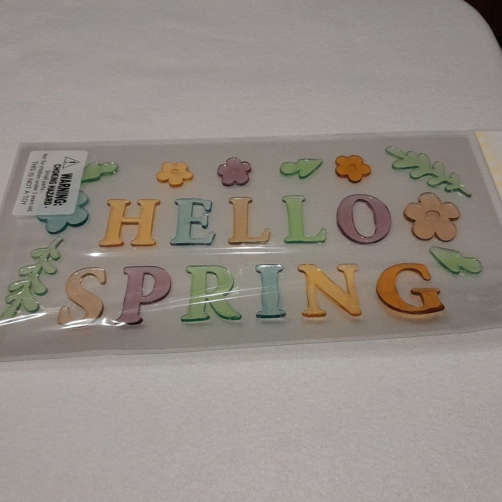 NEW 21 Count Reusable and Washable Hello Spring Window Gel Clings - Windows Only